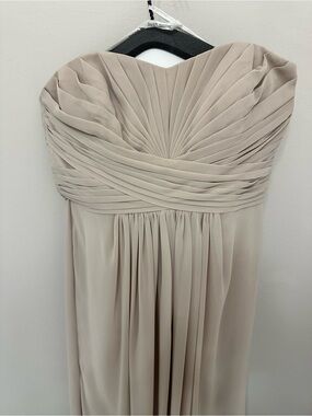 David’s Bridal Strapless Pleated Chiffon Evening Dress - Taupe